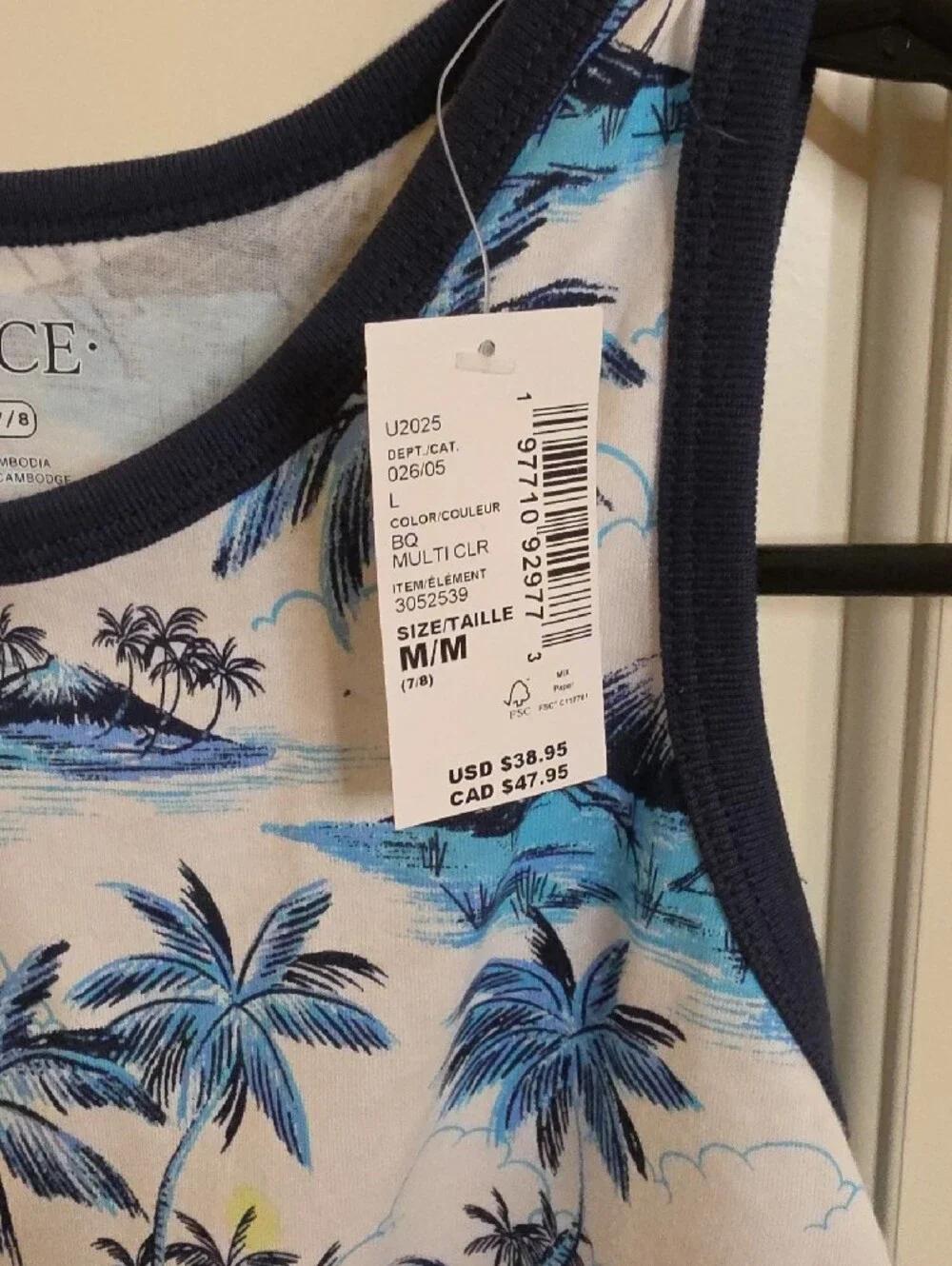 The Children's Place White & Blue Tropical Palm Tank Top